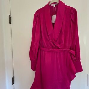Walter Baker Pink Bishop Sleeve Wrap Dress